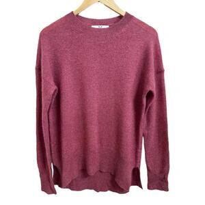 Magaschoni Cashmere Crew Neck High Low Side Slit Pullover Sweater Size Small